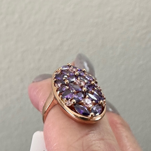 Purple gemstone lab ring 14k over sterling silver size 5 - Picture 6 of 7